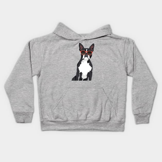 Cool Hipster Black and White Boston Terrier T-Shirt for Dog Lovers Kids Hoodie by riin92